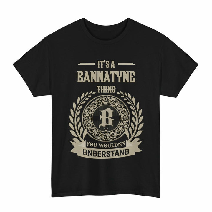 Scottish Bannatyne Clan Tartan T-Shirt - Vintage Family Name Tartan Plaid Black Color