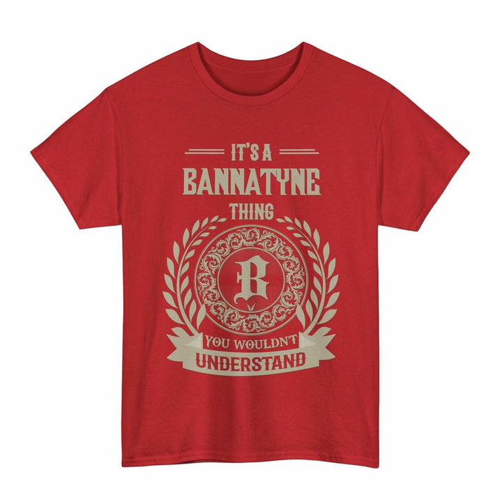 Scottish Bannatyne Clan Tartan T-Shirt - Vintage Family Name Tartan Plaid Red Color