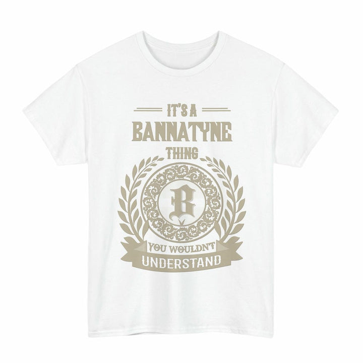 Scottish Bannatyne Clan Tartan T-Shirt - Vintage Family Name Tartan Plaid White Color