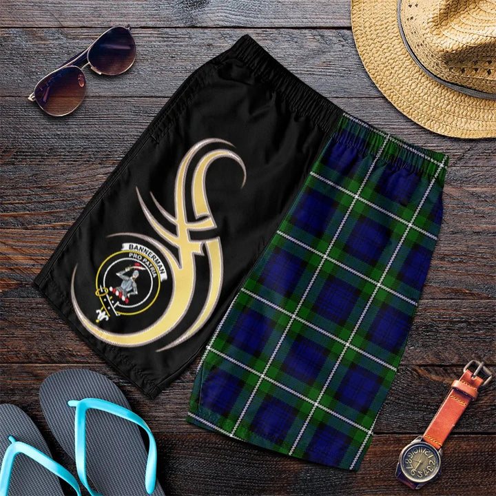 Scottish Bannerman Clan Crest Tartan Believe in Me Men's Shorts