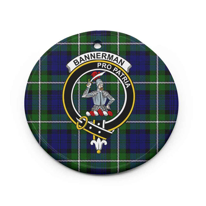 Scottish Bannerman Clan Crest Tartan Ceramic Ornament Circle Shape Tartan Plaid