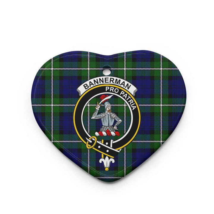 Scottish Bannerman Clan Crest Tartan Ceramic Ornament Heart Shape Tartan Plaid