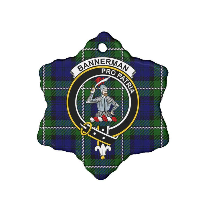 Scottish Bannerman Clan Crest Tartan Ceramic Ornament Snow Flake Shape Tartan Plaid