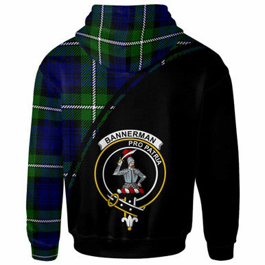 Scottish Bannerman Clan Crest Tartan Curve Hoodie Back Side Tartan Plaid