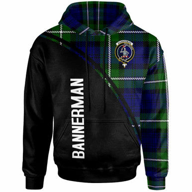 Scottish Bannerman Clan Crest Tartan Curve Hoodie Front Side Tartan Plaid