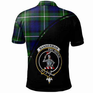 Scottish Bannerman Clan Crest Tartan Curve Polo Shirt Back Side Tartan Plaid
