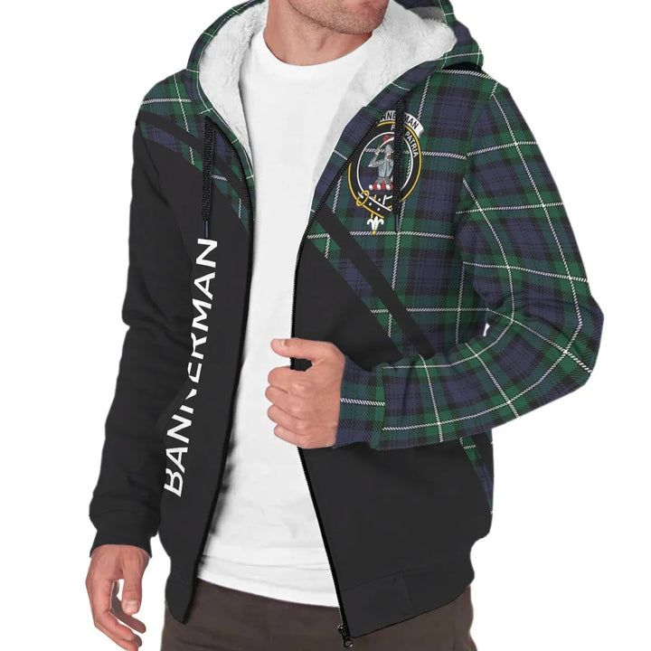 Scottish Bannerman Clan Crest Tartan Curve Sherpa Hoodie