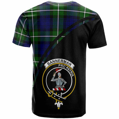 Scottish Bannerman Clan Crest Tartan Curve T-Shirt Back Side Tartan Plaid