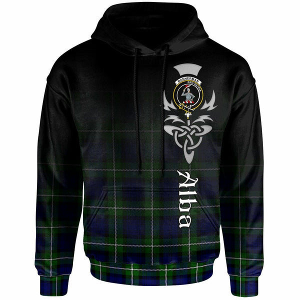 Scottish Bannerman Clan Crest Tartan Hoodie - Alba Gu Brath Family Crest Celtic Inspired Front Side Tartan Plaid