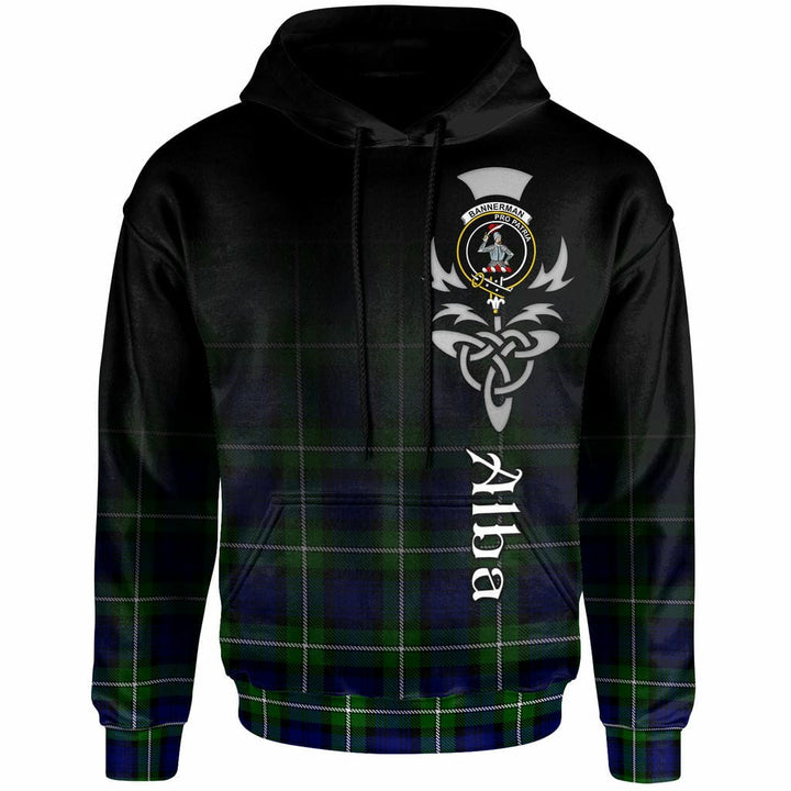 Scottish Bannerman Clan Crest Tartan Hoodie - Alba Gu Brath Family Crest Celtic Inspired Front Side Tartan Plaid