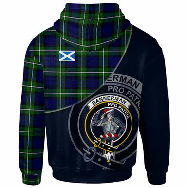 Scottish Bannerman Clan Crest Tartan Hoodie - Bend Style Back Side Tartan Plaid