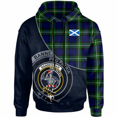 Scottish Bannerman Clan Crest Tartan Hoodie - Bend Style Front Side Tartan Plaid