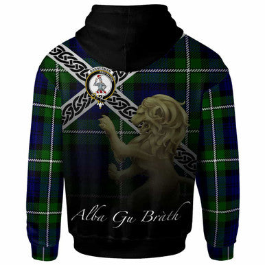 Scottish Bannerman Clan Crest Tartan Hoodie - Scotland Lion Back Side Tartan Plaid
