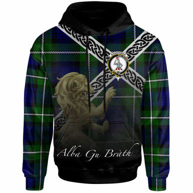 Scottish Bannerman Clan Crest Tartan Hoodie - Scotland Lion Front Side Tartan Plaid