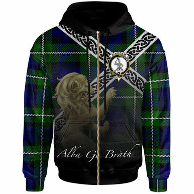 Scottish Bannerman Clan Crest Tartan Hoodie - Scotland Lion Zip-up Tartan Plaid