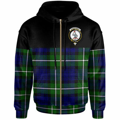 Scottish Bannerman Clan Crest Tartan Hoodie - Horizontal Style Zip-up Tartan Plaid