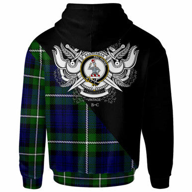 Scottish Bannerman Clan Crest Tartan Hoodie - Military Logo Back Side Tartan Plaid
