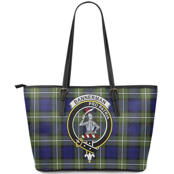 Scottish Bannerman Clan Crest Tartan Leather Tote Tartan Plaid