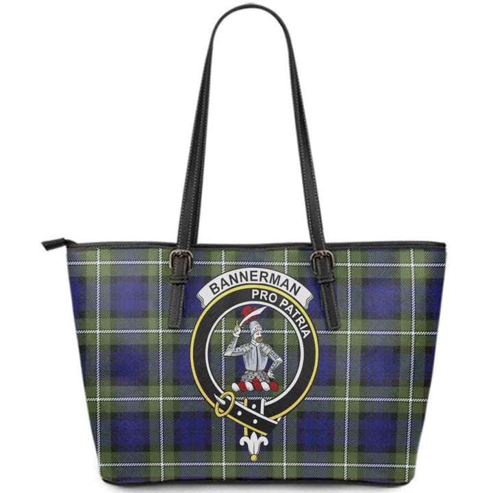 Scottish Bannerman Clan Crest Tartan Leather Tote Tartan Plaid