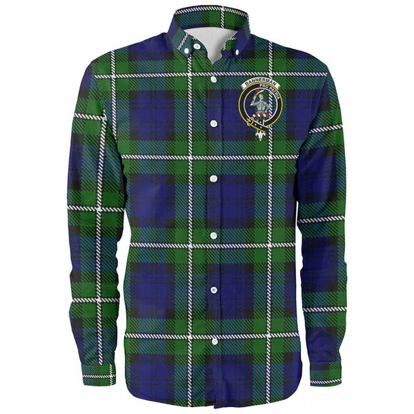 Scottish Bannerman Clan Crest Tartan Long Sleeve Shirt Front Side Tartan Plaid