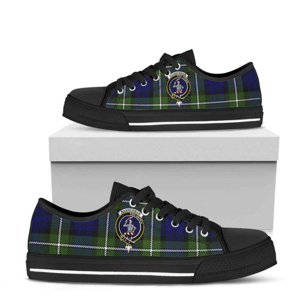 Scottish Bannerman Clan Crest Tartan Low Top Shoes Tartan Plaid Black