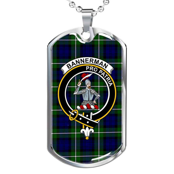 Scottish Bannerman Clan Crest Tartan Military Dog Tag Necklace Tartan Plaid 1