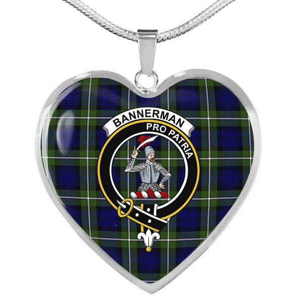 Scottish Bannerman Clan Crest Tartan Necklace Heart Tartan Plaid 1