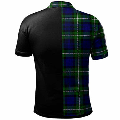 Scottish Bannerman Clan Crest Tartan Polo Shirt - Half in Me Back Side Tartan Plaid