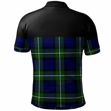 Scottish Bannerman Clan Crest Tartan Polo Shirt - Horizontal Style Back Side Tartan Plaid
