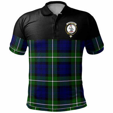 Scottish Bannerman Clan Crest Tartan Polo Shirt - Horizontal Style Front Side Tartan Plaid