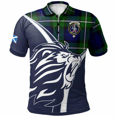 Scottish Bannerman Clan Crest Tartan Polo Shirt - Scottish Flag With Lion Front Side Tartan Plaid
