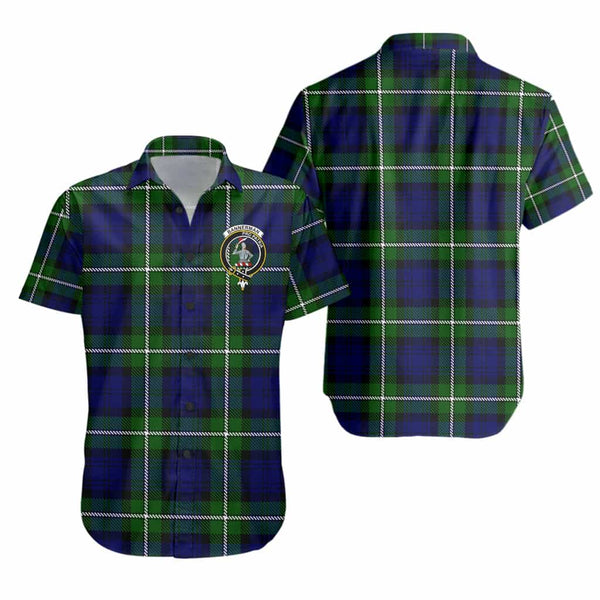 Scottish Bannerman Clan Crest Tartan Short Sleeve Shirt Tartan Plaid