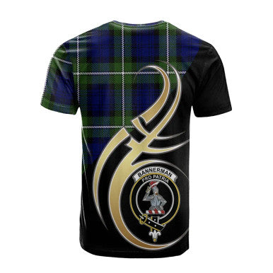 Scottish Bannerman Clan Crest Tartan T-Shirt Believe in Me Back Side Tartan Plaid
