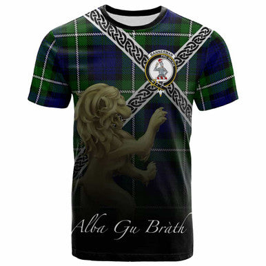 Scottish Bannerman Clan Crest Tartan T-Shirt - Celtic With Scotland Lion Front Side Tartan Plaid