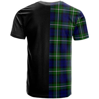 Scottish Bannerman Clan Crest Tartan T-Shirt Half in Me Back Side Tartan Plaid