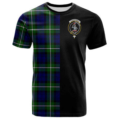 Scottish Bannerman Clan Crest Tartan T-Shirt Half in Me Front Side Tartan Plaid