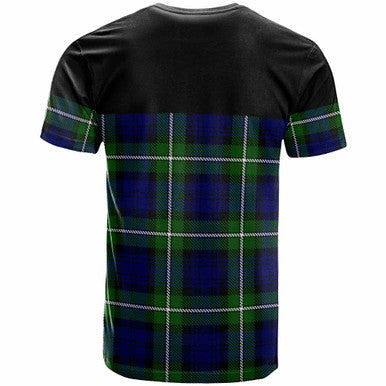 Scottish Bannerman Clan Crest Tartan T-Shirt - Horizontal Style Back Side Tartan Plaid