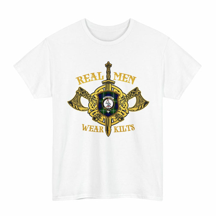 Scottish Bannerman Clan Crest Tartan T-Shirt Real Men Wear Kilts Tartan Plaid White Color