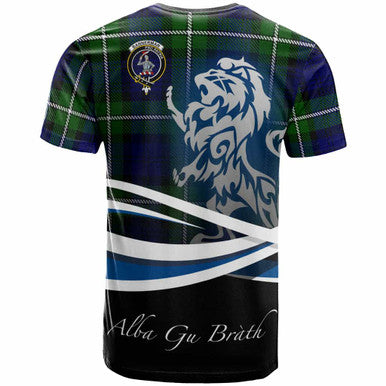 Scottish Bannerman Clan Crest Tartan T-Shirt - Scotland Lion Back Side Tartan Plaid