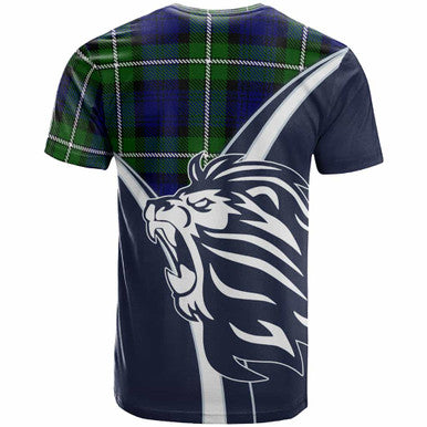 Scottish Bannerman Clan Crest Tartan T-Shirt - Bend Style Back Side Tartan Plaid