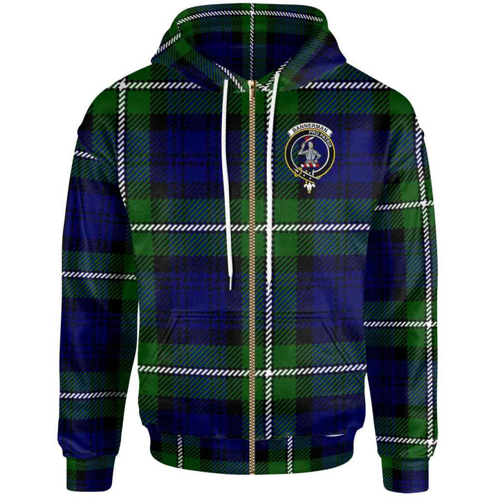 Scottish Bannerman Clan Crest Tartan Hoodie Zip Tartan Plaid