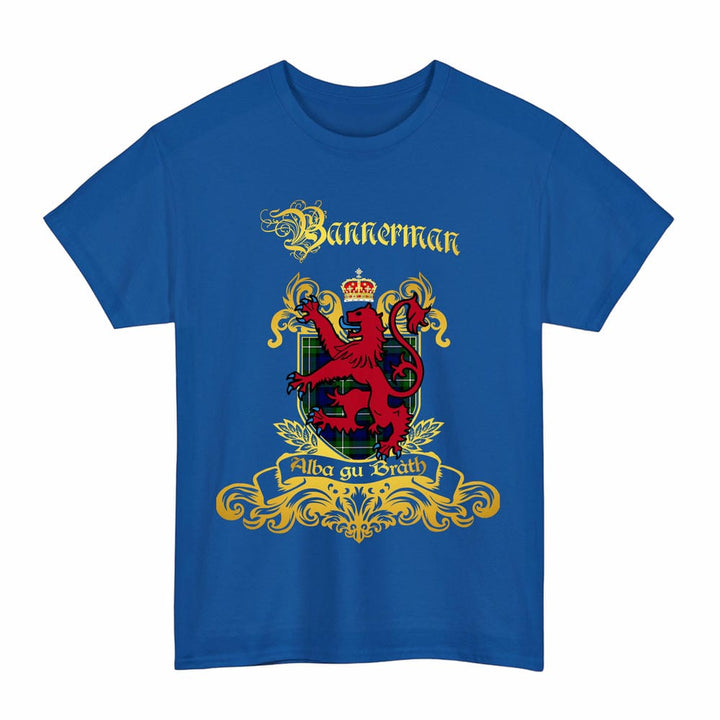 Scottish Bannerman Clan Tartan Lion Rampant of Scotland T-Shirt Tartan Plaid Royal Color