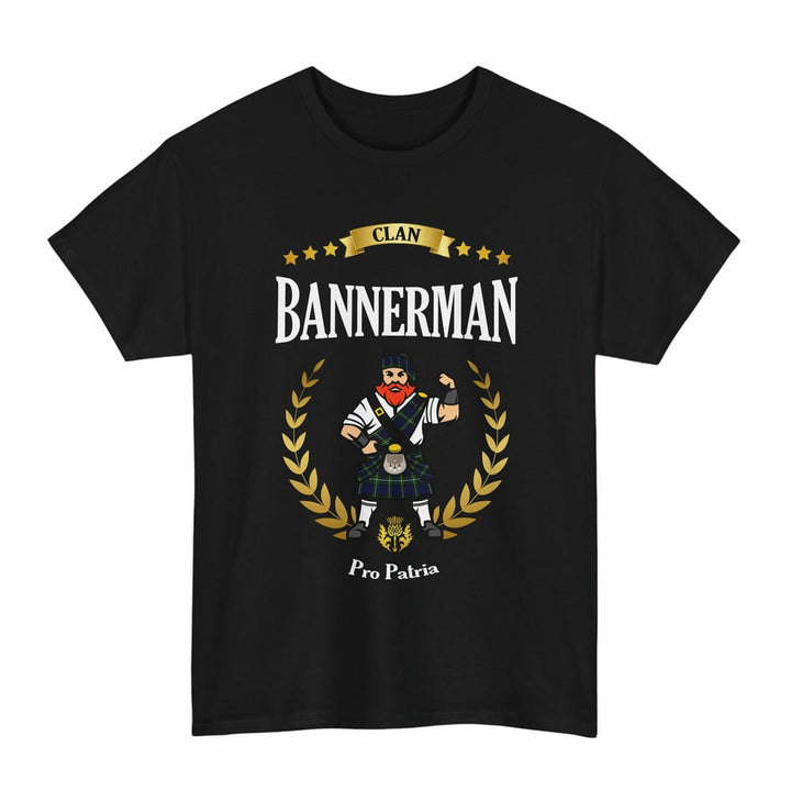 Scottish Bannerman Clan Tartan T-Shirt - Motto Scotsman Tartan Plaid Black Color