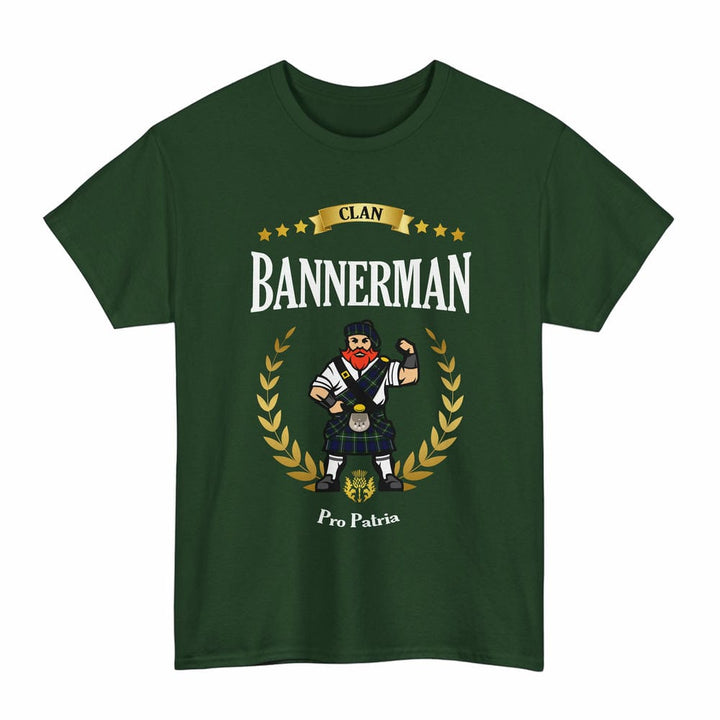 Scottish Bannerman Clan Tartan T-Shirt - Motto Scotsman Tartan Plaid Forest Green Color