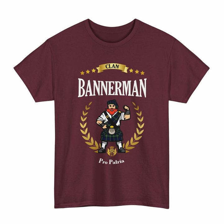 Scottish Bannerman Clan Tartan T-Shirt - Motto Scotsman Tartan Plaid Maroon Color