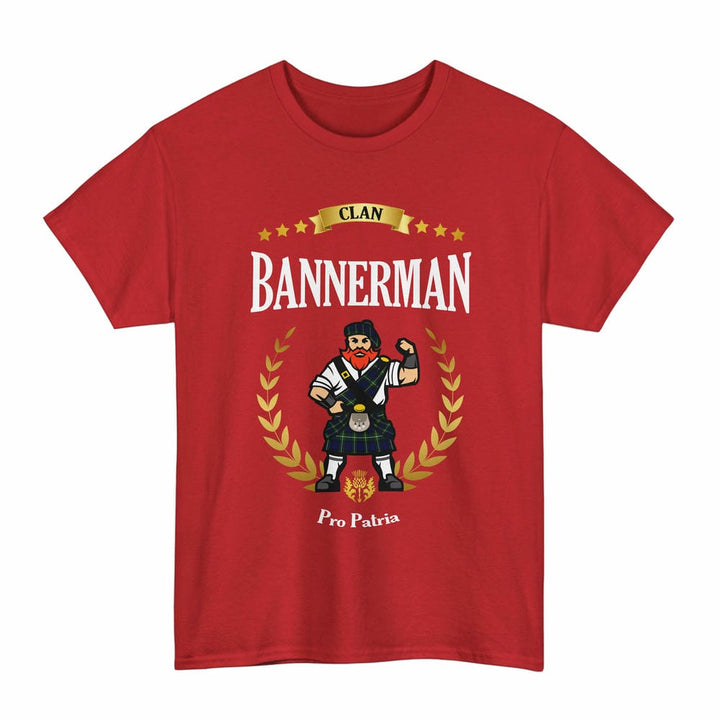 Scottish Bannerman Clan Tartan T-Shirt - Motto Scotsman Tartan Plaid Red Color