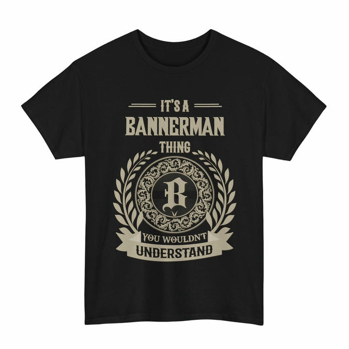 Scottish Bannerman Clan Tartan T-Shirt - Vintage Family Name Tartan Plaid Black Color