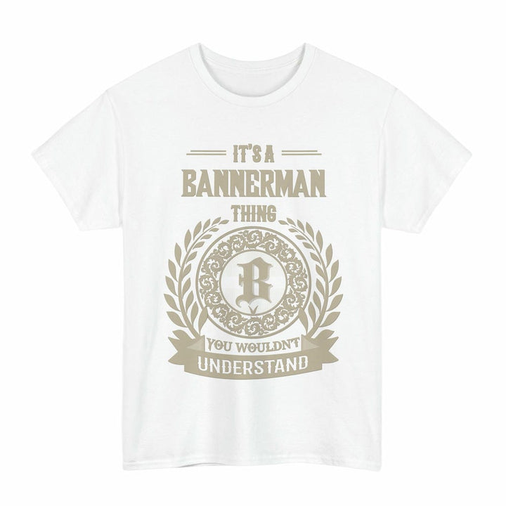 Scottish Bannerman Clan Tartan T-Shirt - Vintage Family Name Tartan Plaid White Color