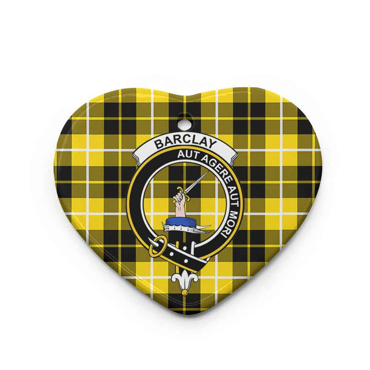 Scottish Barclay Clan Crest Tartan Ceramic Ornament Heart Shape Tartan Plaid