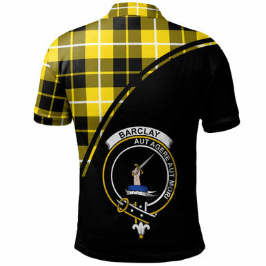 Scottish Barclay Clan Crest Tartan Curve Polo Shirt Back Side Tartan Plaid